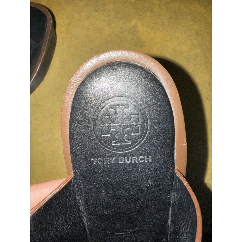 Tory Burch Leather Black Wedges‎ Size 10 Women's Straps